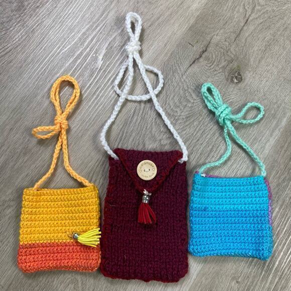 Handmade Crochet Mini Bag Set - Unbranded Multicolor Bags Pouch Lot - Picture 2 of 12